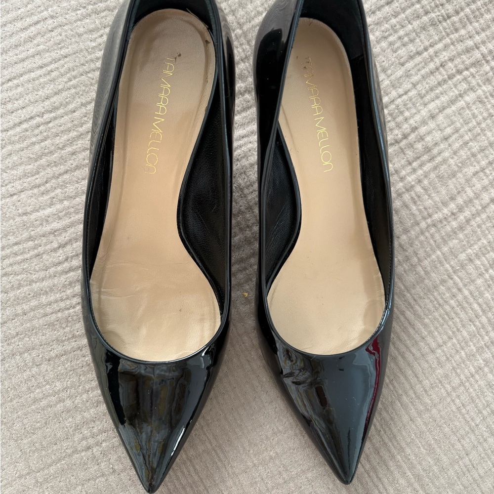 Tamara Mellon Rebel 55 Black Patent Pointed-Toe Pumps